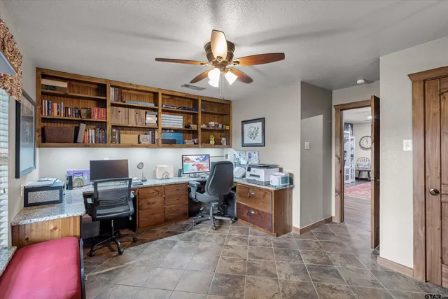 a view of a workspace with furniture