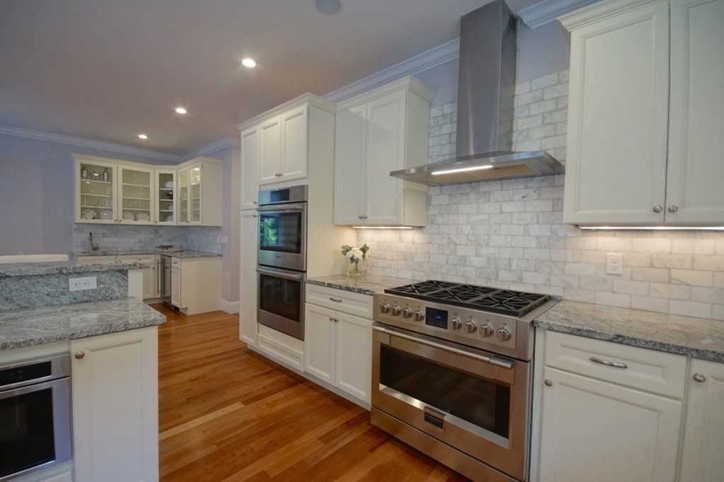 13 Warren Street Needham, MA 02492 - Photo 14 of 34 a kitchen with granite countertop cabinets stainless steel appliances and a counter space