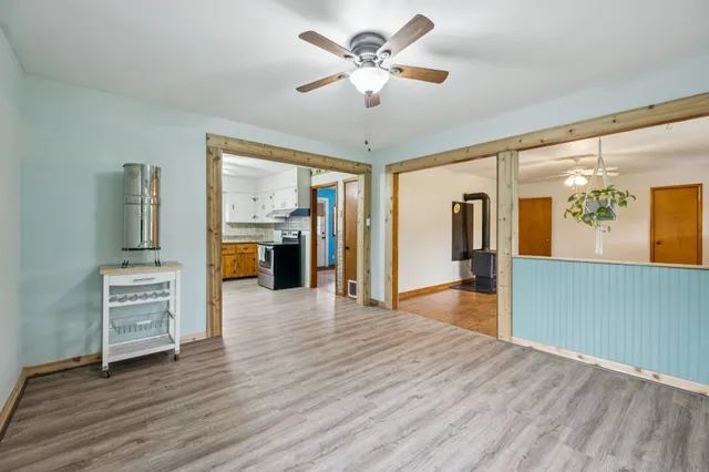 a view of wooden balcony