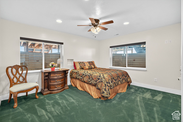 4768 East Hickman Canyon Road Stockton, UT 84071 - Photo 50 of 85 Basement bedroom with ceiling fan and recessed lighting.