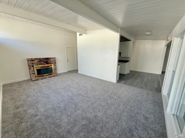 an empty room with a door