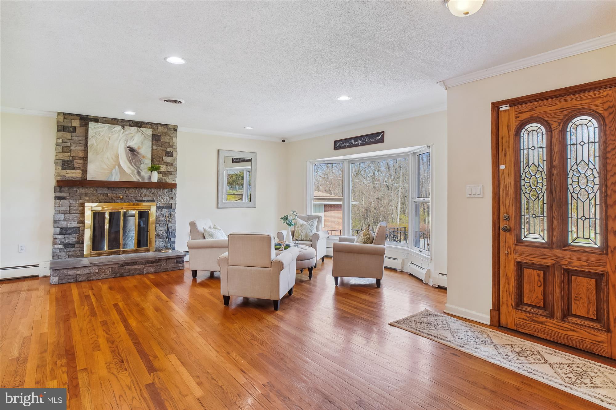 6044 Linganore Road Frederick, MD 21701 - Photo 6 of 7 Bay Window and Stone Fireplace