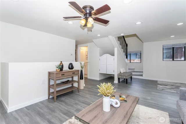 a living room with furniture