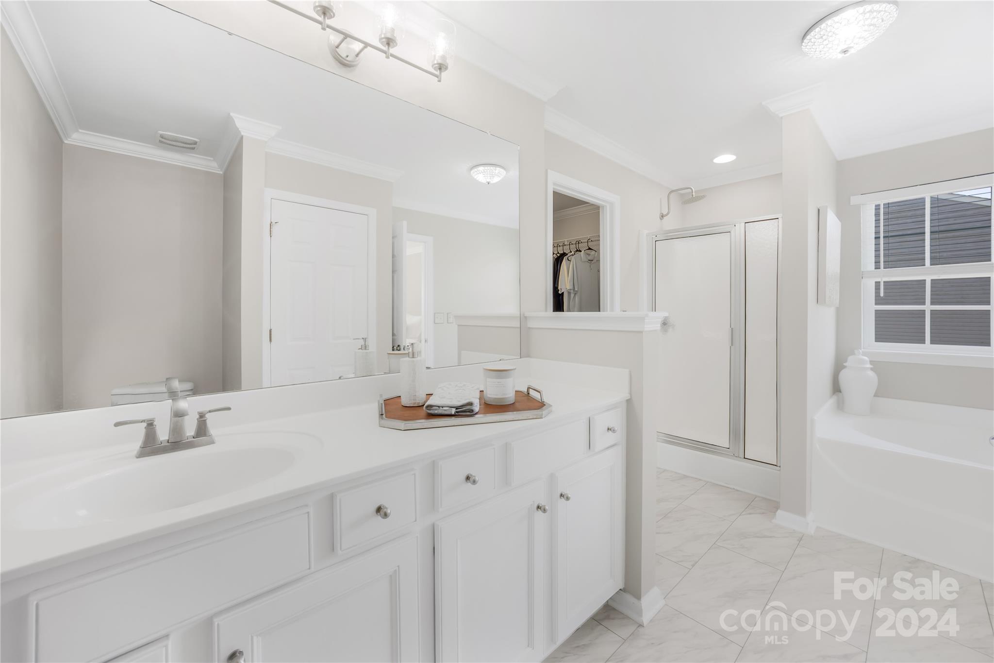 1003 Sipes Place Indian Trail, NC 28079 - Photo 28 of 45 a bathroom with a sink tub vanity and a mirror