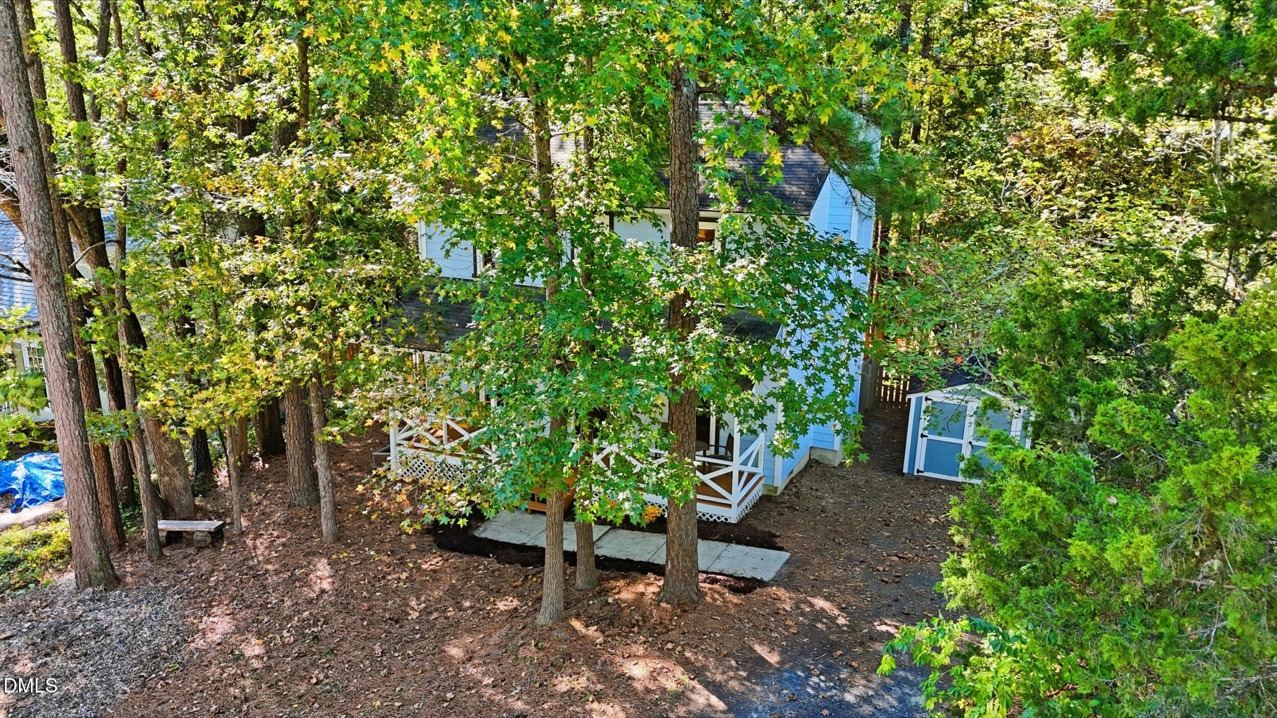 4 Little Spring Lane Durham, NC 27707 - Photo 32 of 34 a view of a backyard with plants and large trees