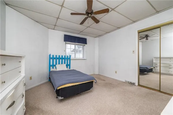a room with a bed and a table