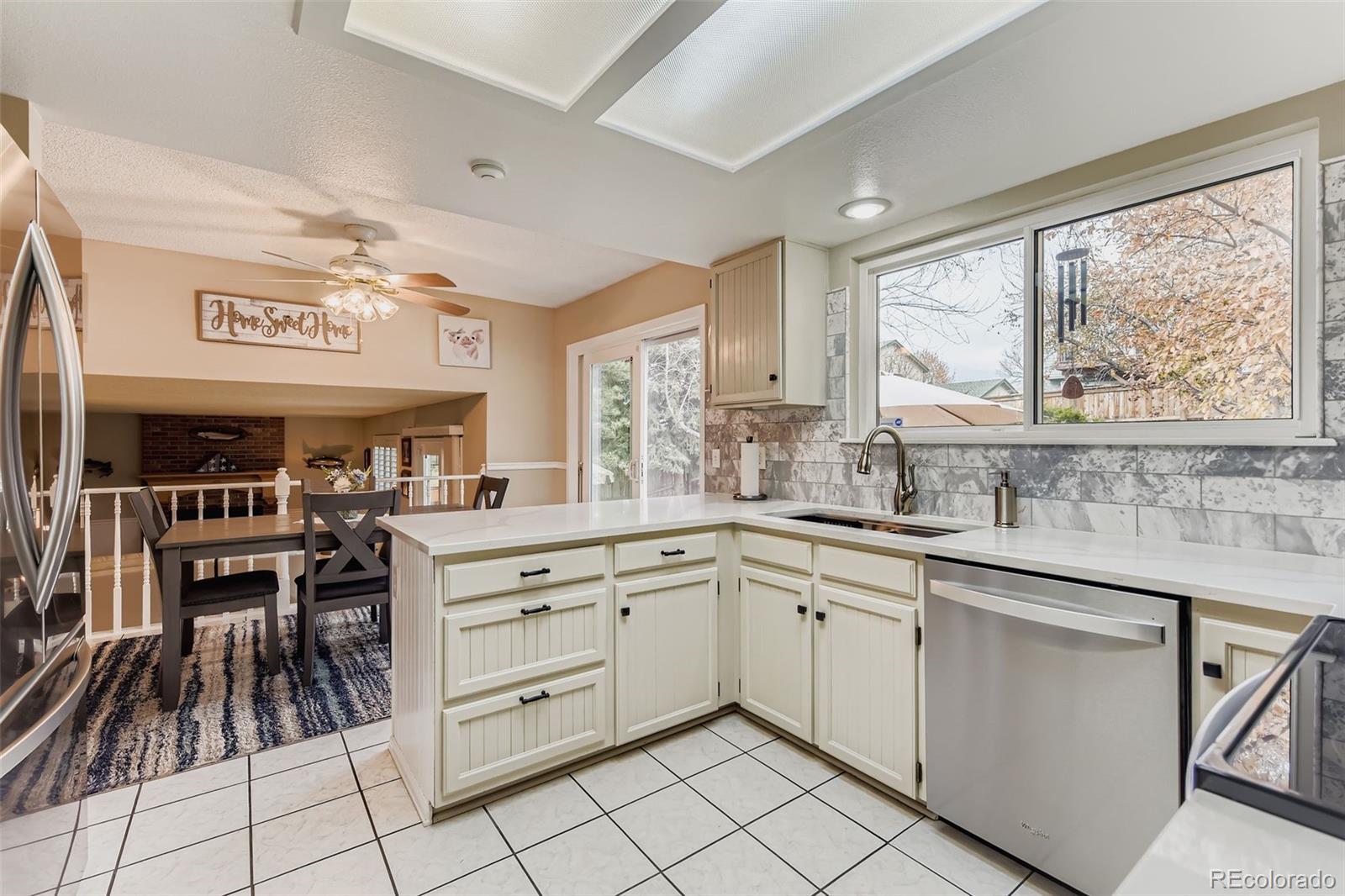 1055 Northridge Road Highlands Ranch, CO 80126 - Photo 8 of 32 a kitchen with white cabinets and white appliances
