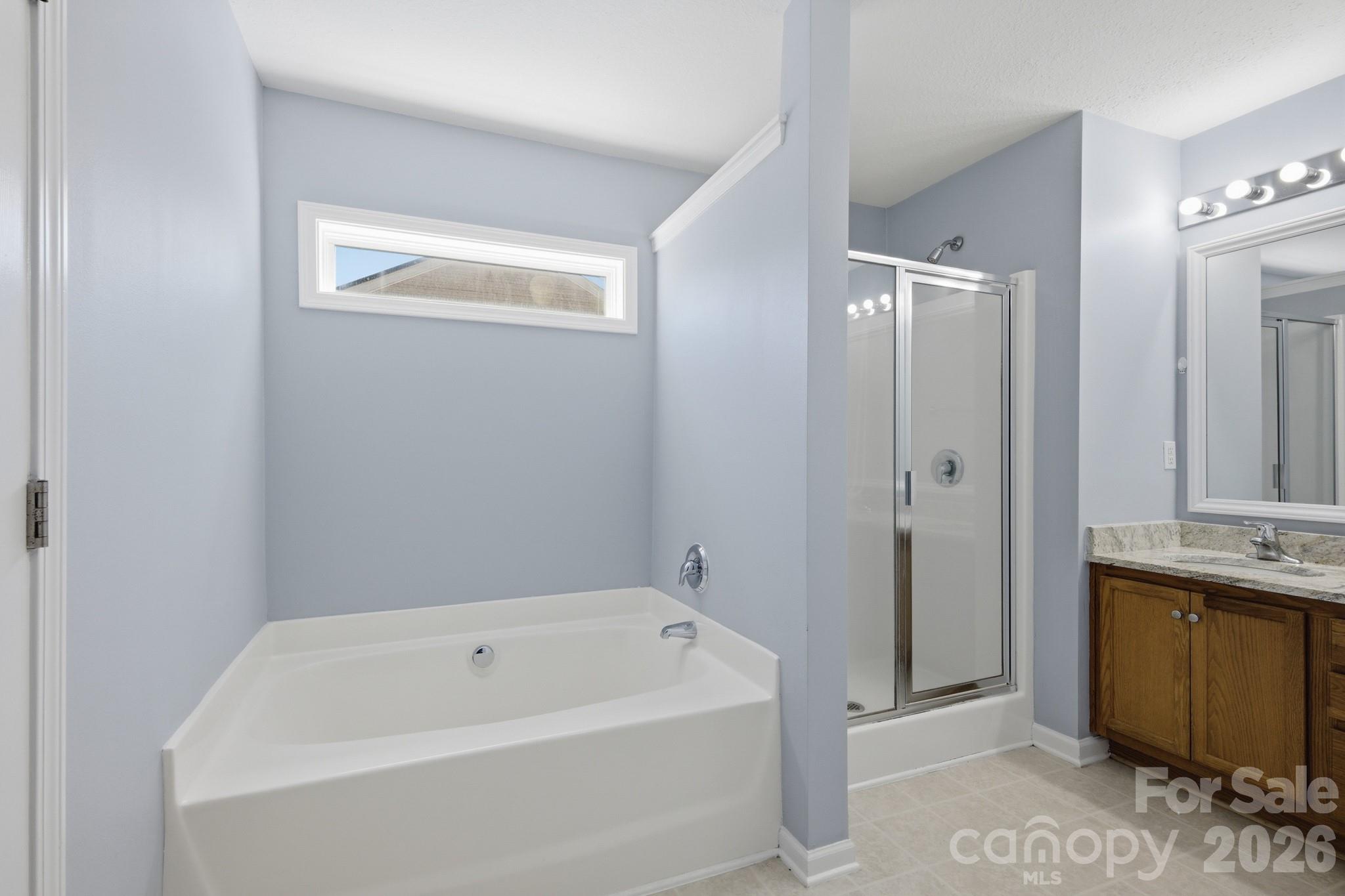 6404 Trotters Ridge Road Charlotte, NC 28227 - Photo 21 of 29 a bathroom with a tub a sink and mirror