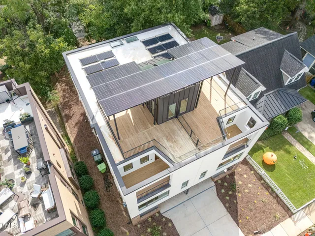 an aerial view of a house