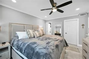 a view of a hallway with windows