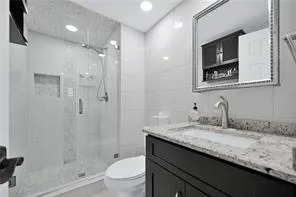 a view of a lake with a big yard