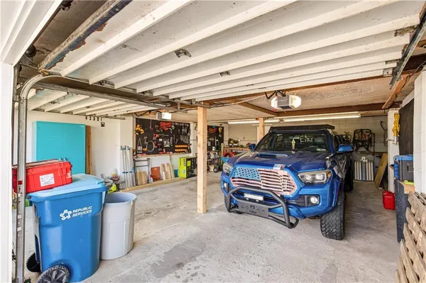 a car is parked in a garage
