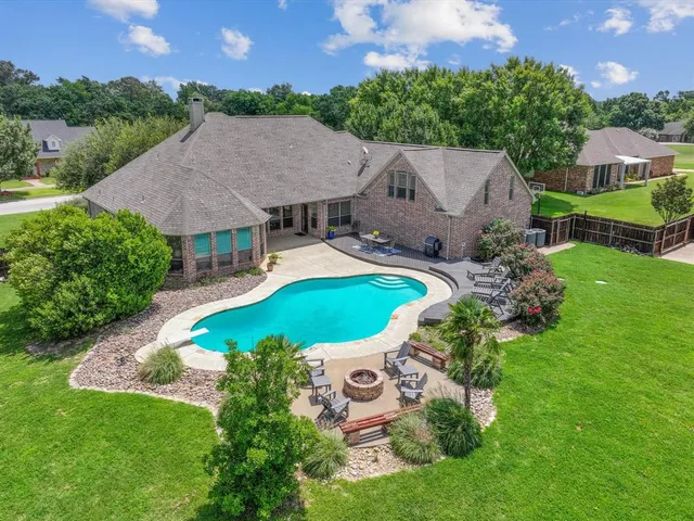 an aerial view of a house