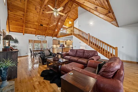 a living room with furniture