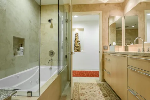 a view of room with wooden floor