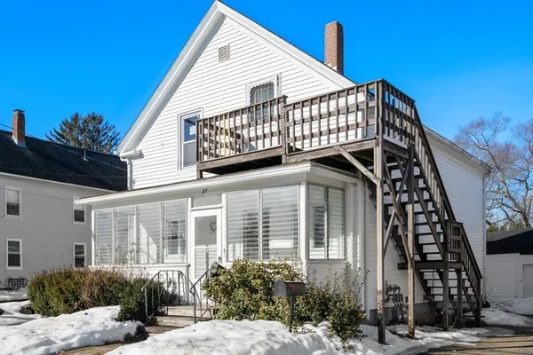a view of a house with a balcony