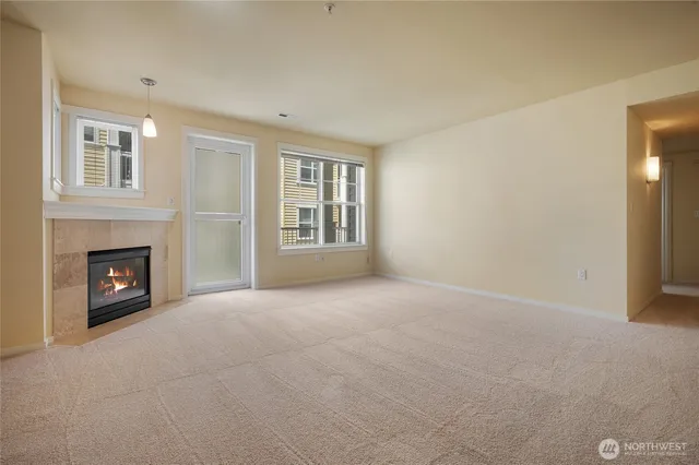 a view of a livingroom with a fireplace