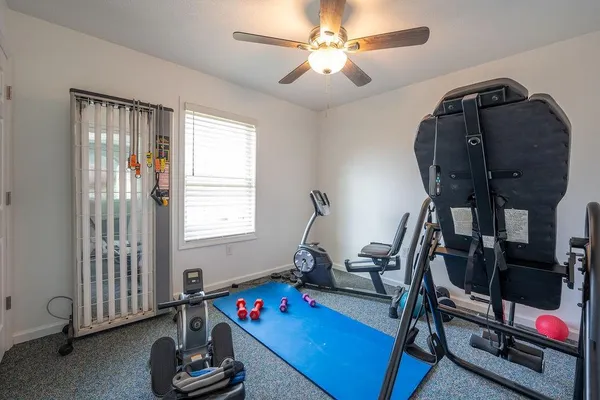 a view of a room with gym equipment