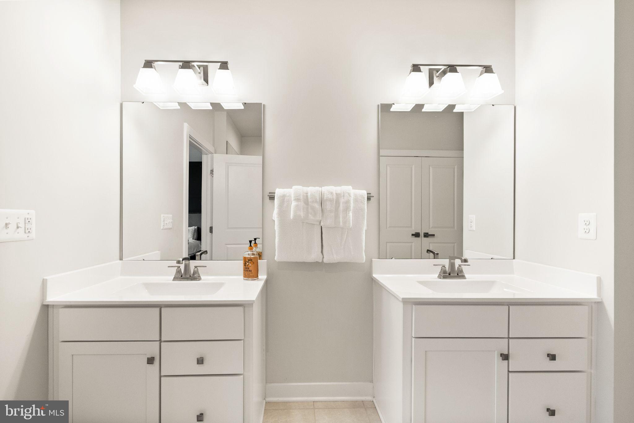 46320 Mount Milstead Terrace, Unit 301 Sterling, VA 20164 - Photo 10 of 24 Sleek dual vanity in a modern bathroom.