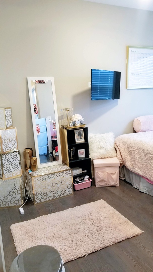 1409 West Diversey Parkway, Unit 320 Chicago, IL 60614 - Photo 8 of 13 a living room with furniture and a mirror