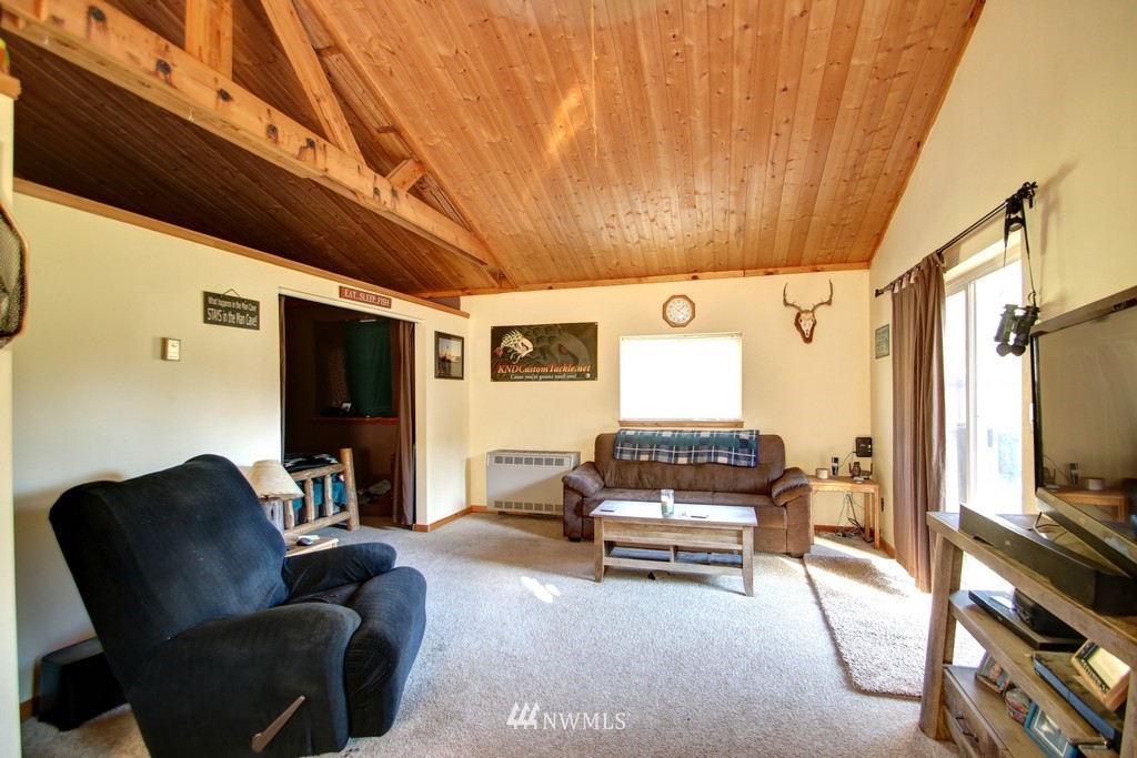 4567 Mosquito Lake Road Deming, WA 98244 - Photo 21 of 25 a living room with furniture a flat screen tv and a fireplace
