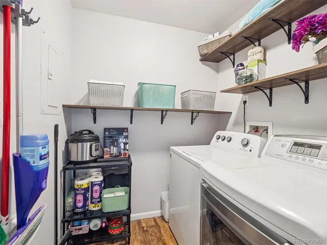 a utility room with dryer and washer