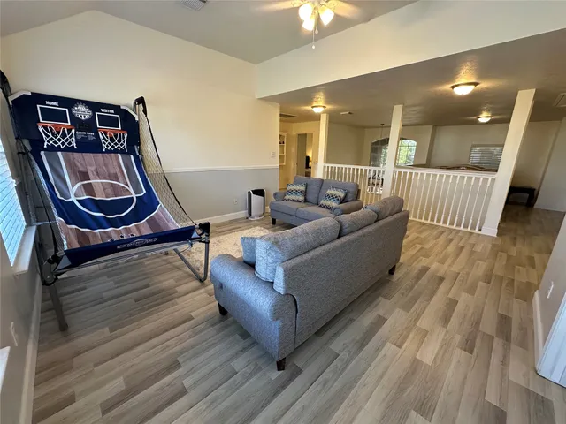 a living room with furniture