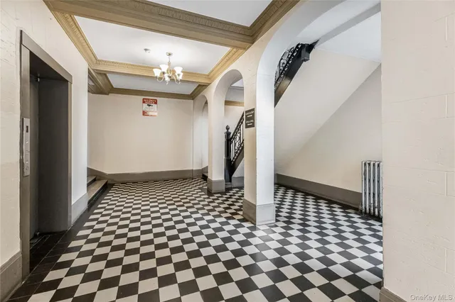 a black and white checkered floor