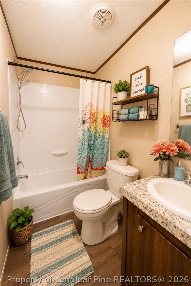 466 Ralph Hunt Boulevard Orrum, NC 28369 - Photo 12 of 17 a bathroom with a granite countertop sink mirror vanity and toilet