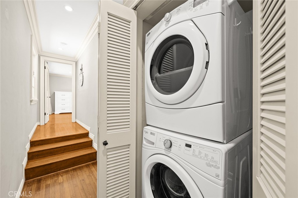8 Hidden Valley Road Monrovia, CA 91016 - Photo 27 of 45 a view of a hallway with washer and dryer