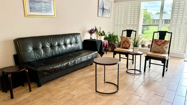 a living room with furniture