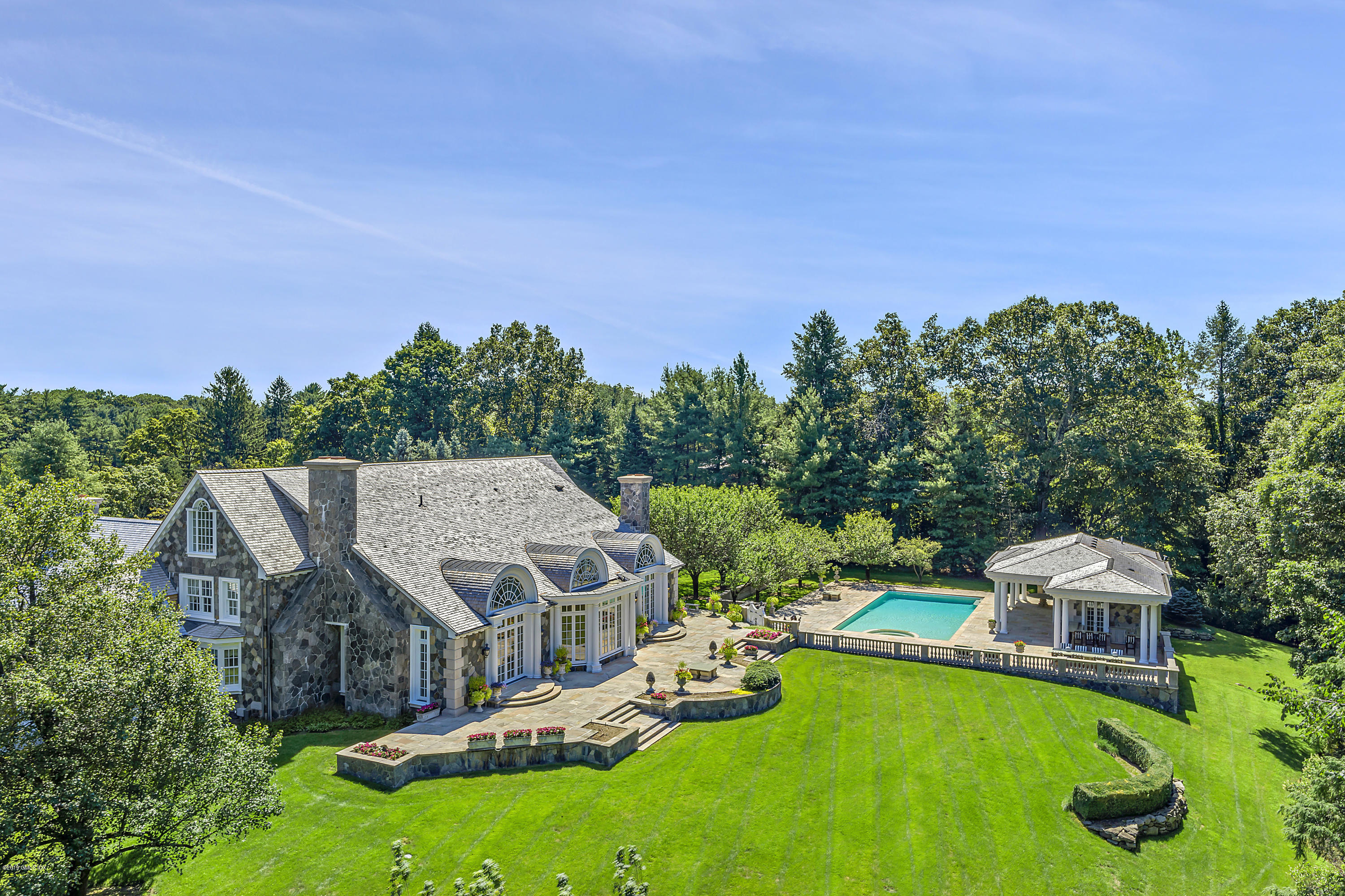 20 Andrews Farm Road Greenwich, CT 06831 - Photo 2 of 39 an aerial view of a house with swimming pool garden and patio