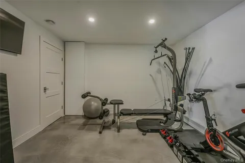 a view of a room with gym equipment