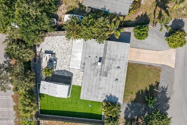 an aerial view of a house