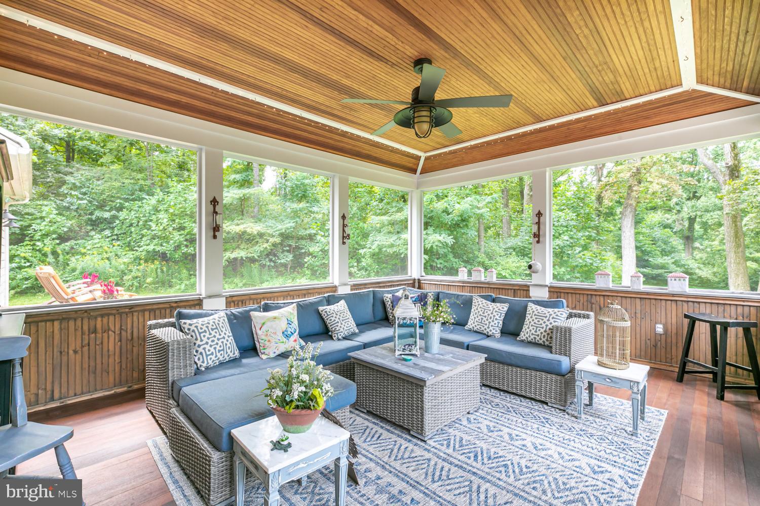 18411 Blue Ridge Mountain Road Bluemont, VA 20135 - Photo 17 of 53 Screened in Cvrd Porch w/Cedar Wainscoting Ceiling