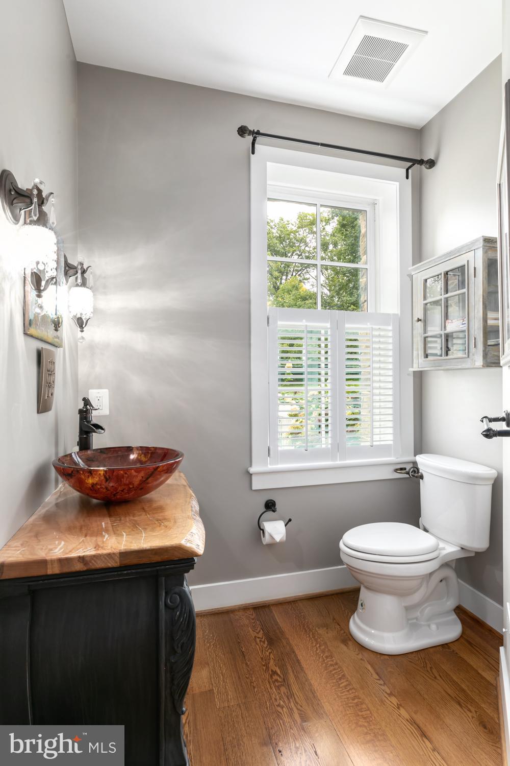 18411 Blue Ridge Mountain Road Bluemont, VA 20135 - Photo 26 of 53 Powder Room w/custom vanity & Wood Slab Countertop