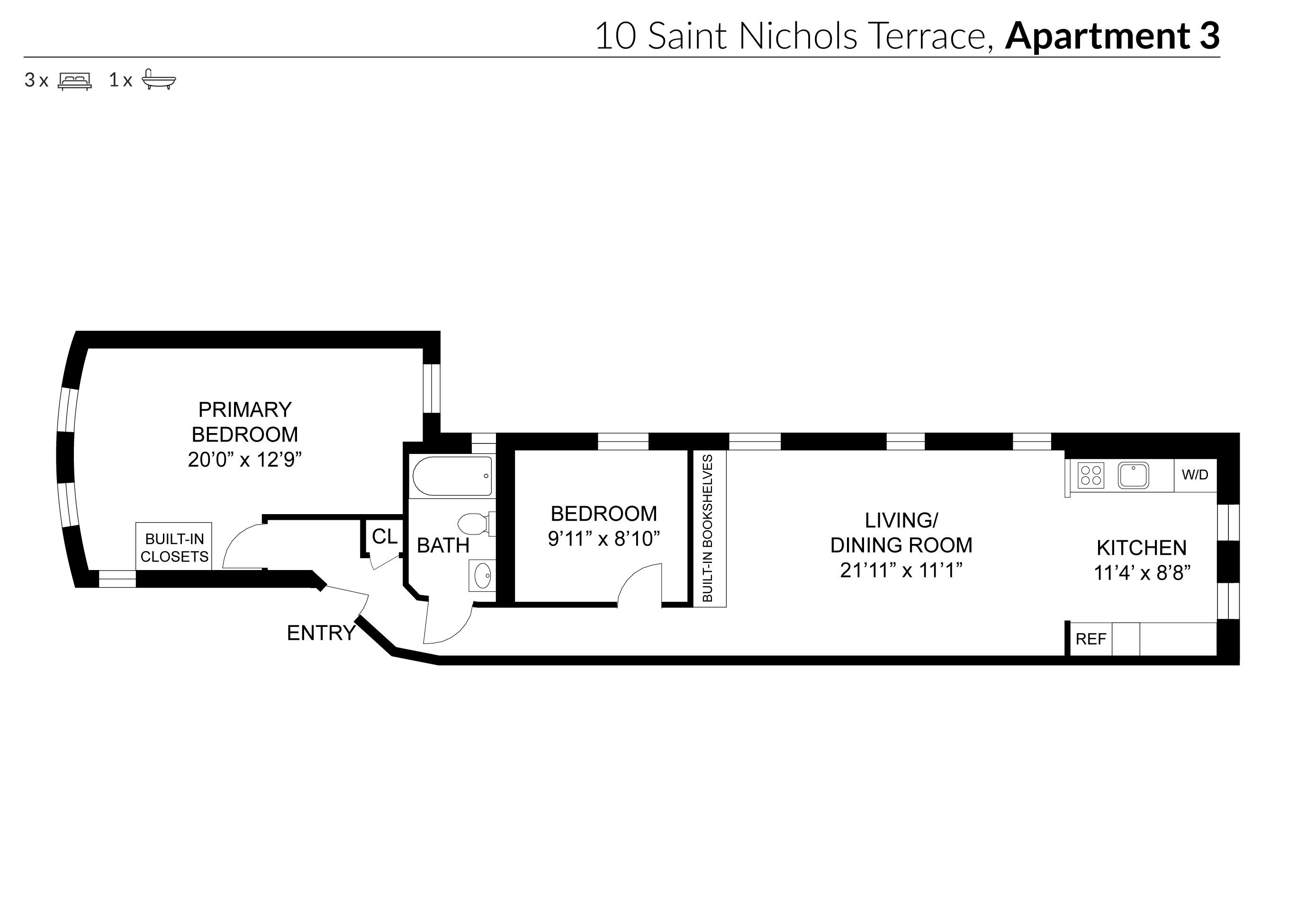 10 St Nicholas Terrace, Unit 3 Manhattan, NY 10027 - Photo 18 of 19 2 Bed Alternate Layout