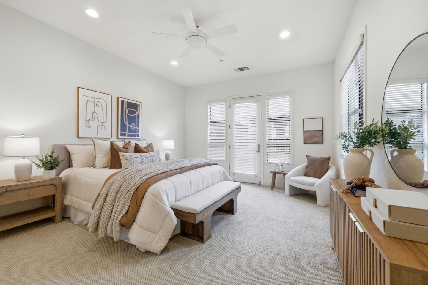 4248 Rickeys Way, Unit H Palo Alto, CA 94306 - Photo 15 of 30 a spacious bedroom with bed and glass windows