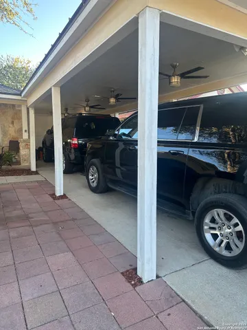 a view of car parked in garage