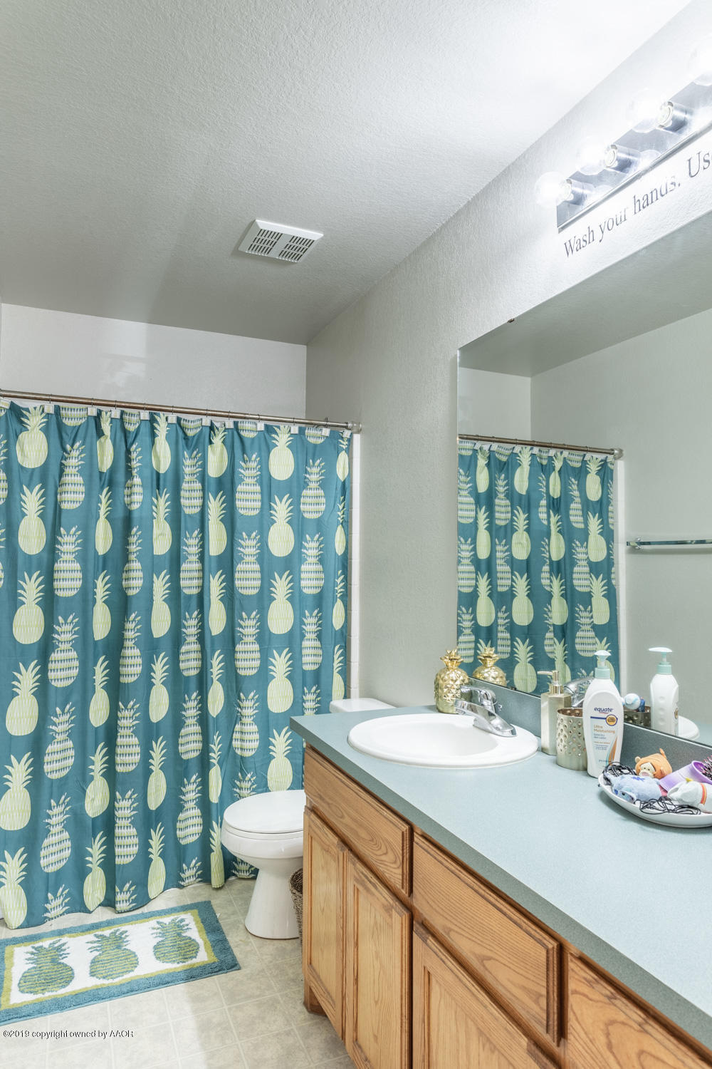 1111 Pikes Peak Drive Amarillo, TX 79110 - Photo 14 of 15 a bathroom with a sink a toilet and shower curtain