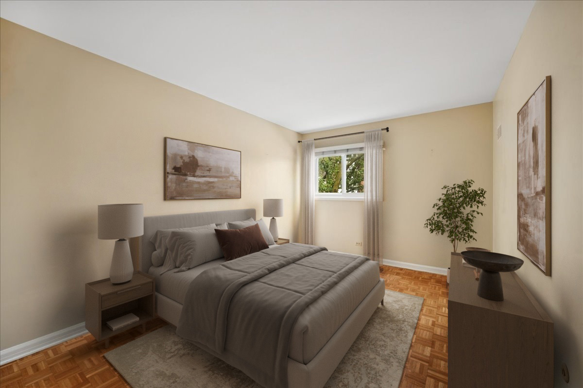 1918 Wilmette Avenue, Unit B Wilmette, IL 60091 - Photo 13 of 26 a bedroom with a bed and a potted plant