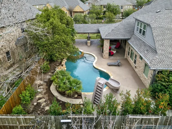 an aerial view of a house