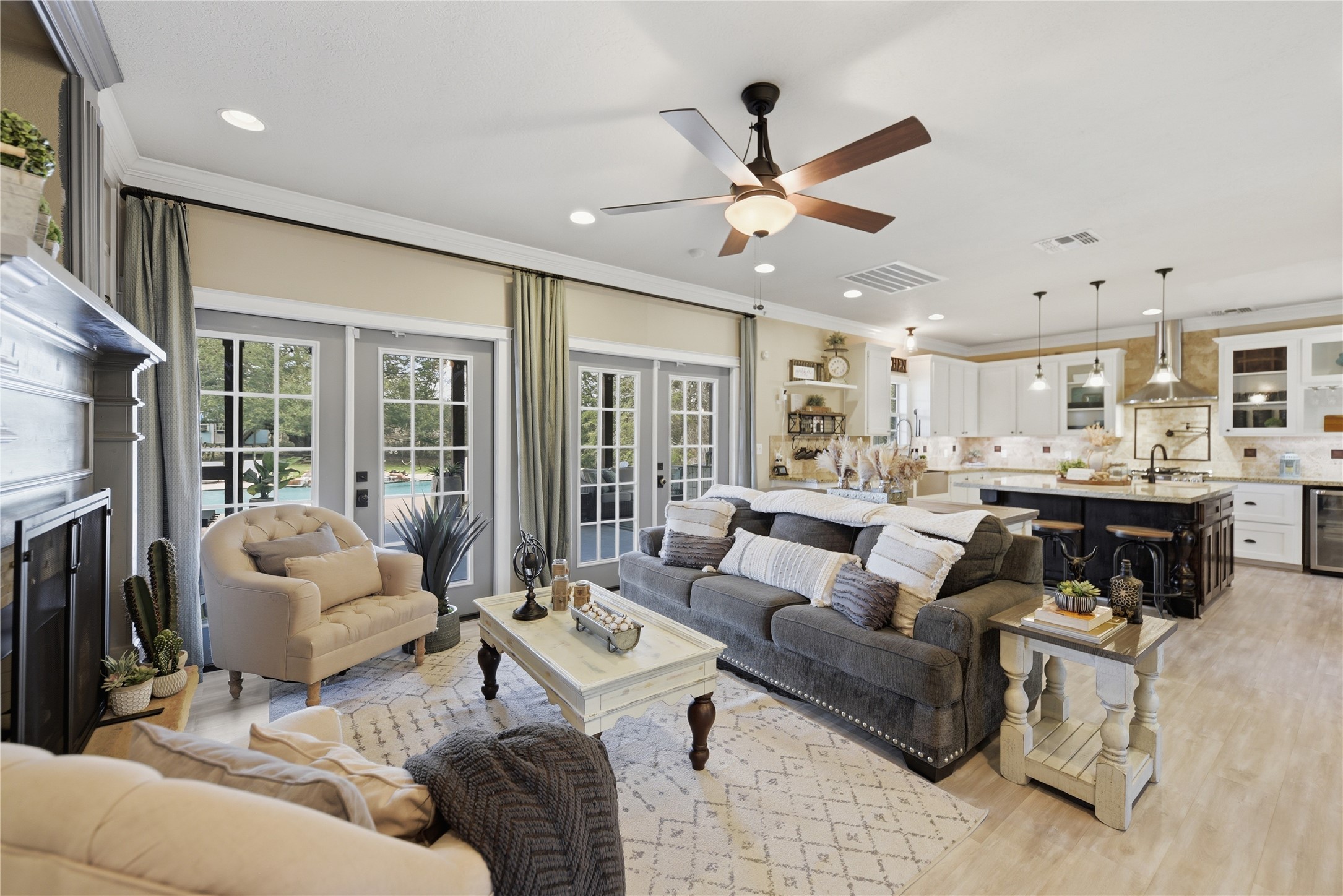 305 Affleck Road Brenham, TX 77833 - Photo 15 of 43 a living room with furniture and a fireplace