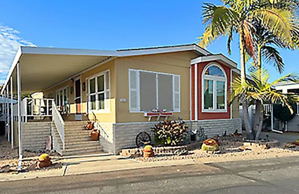 a view of a house with a patio