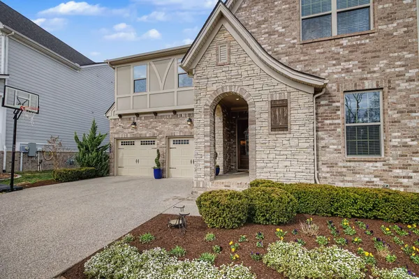 a front view of a house with a space