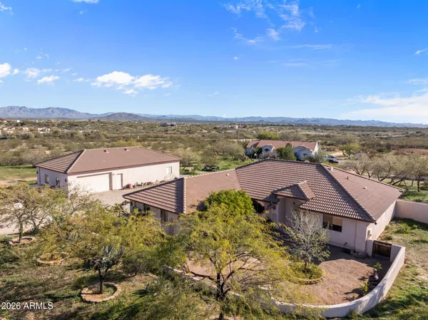 an aerial view of a house