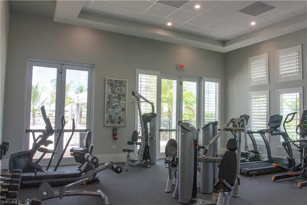 a view of a room with gym equipment