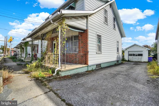 an aerial view of a building with outdoor space