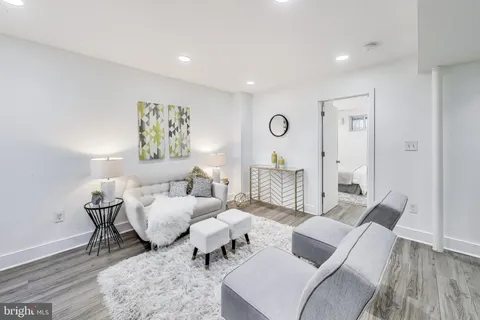 a living room with furniture and a couch