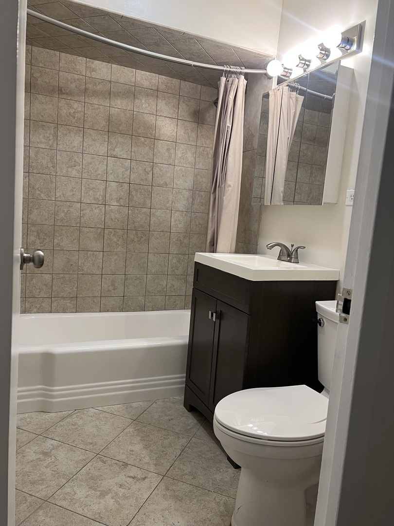 1516 Hinman Avenue, Unit 211 Evanston, IL 60201 - Photo 12 of 13 a bathroom with a sink a toilet and a bathtub